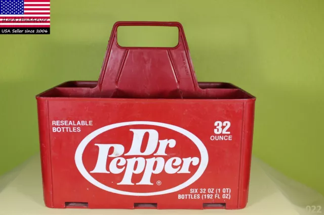 Vintage Dr Pepper 32oz. Soda Bottle 6-Pack Carrier Caddy Red Plastic Case