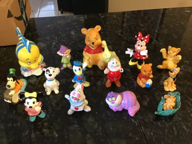 Vintage Walt Disney Characters Ceramic Figurines - Total Of 16 - Minnie Pluto!