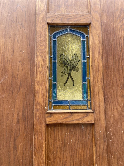 Huge Solid Oak Manor Front Doors Old Period Wood Antique Reclaim Stained Glass 9