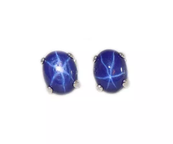 19thC Antique 3½ct Star Sapphire Stud Earrings: Ancient Persian Sorcery Prophecy