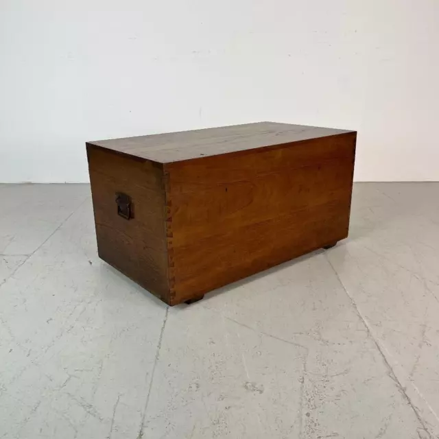 Vintage Victoriano Teca Zinc Forrado Madera Pecho Maletero Manta Caja #3895