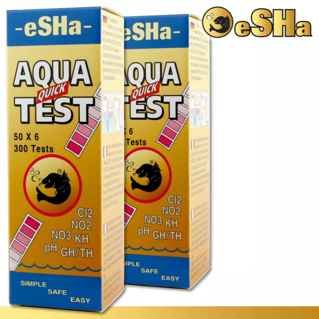 eSHa 2 x 50 Pièce Aqua-Quick-Test-Streifen Mutli-Test-Set Wasserqualität