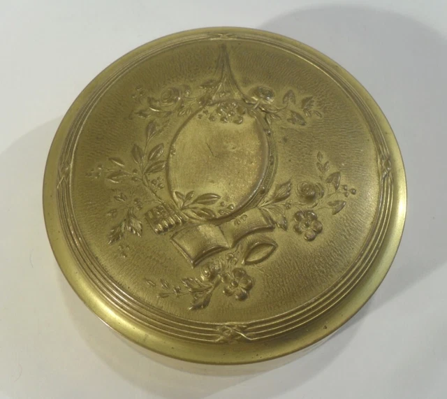 antike BIEDERMEIER SCHATULLE vergoldet Messing Deckeldose Schmuckdöschen Metall