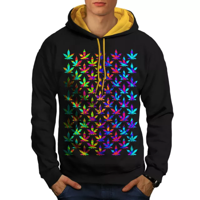 Wellcoda Rasta Psychedelic Blunt Mens Contrast Hoodie, Acid Casual Jumper