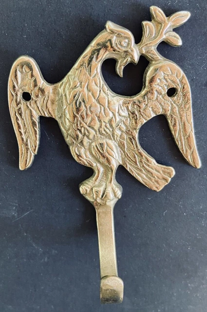 Shiny Brass Federal Eagle Branch Hook Coat Key Hanger Architectural Hardware