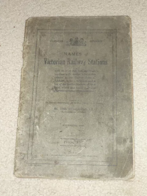 Names Of Victorian Railway Station 1918 Melbourne victorian Railways