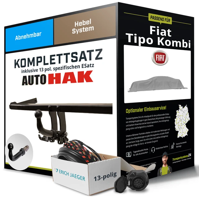 Anhängerkupplung abnehmbar für FIAT Tipo Kombi +E-Satz Kit NEU AHK Anhängerkupplung abnehmbar für FIAT Tipo Kombi +E-Satz Kit NEU AHK