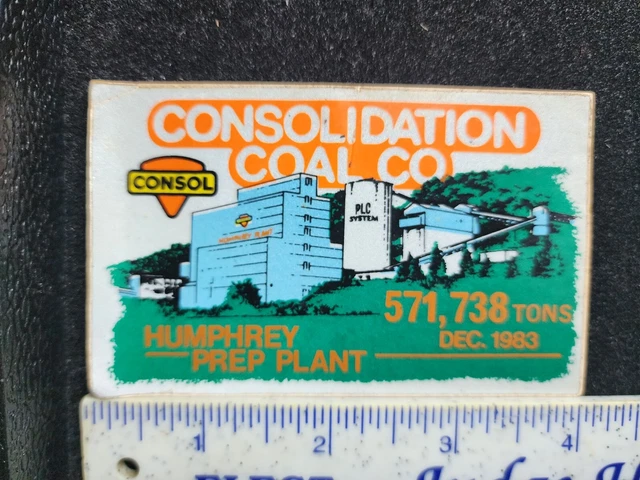 VINTAGE COAL MINE Helmet Sticker 1983 Consolidated Coal Co Humphrey