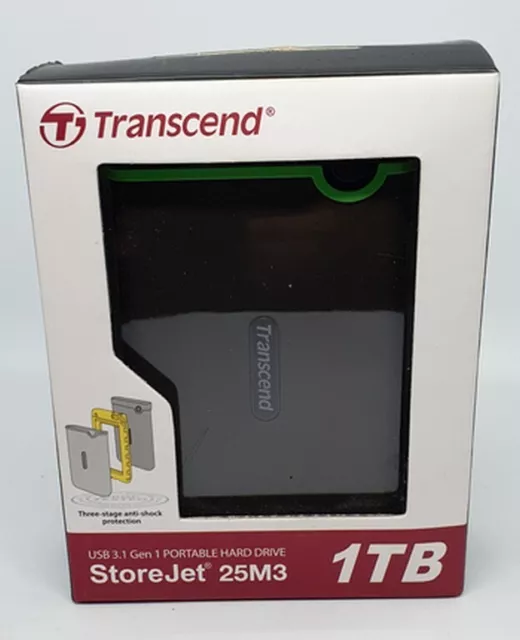 SSD externe Transcend ESD300C - SSD - 1 To - externe (portable) - USB 3.2  Gen 2x1 (USB-C connecteur) - bleu ciel