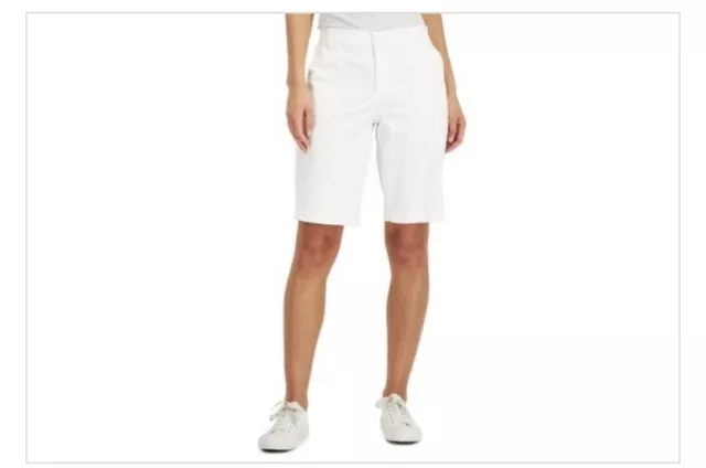 Karen Scott Women's Utility Bright White-Pocket Shorts Size 16