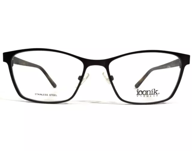 Iconik Eyeglasses Frames Shai C01 Brown Tortoise Square Full Rim 52-16-140