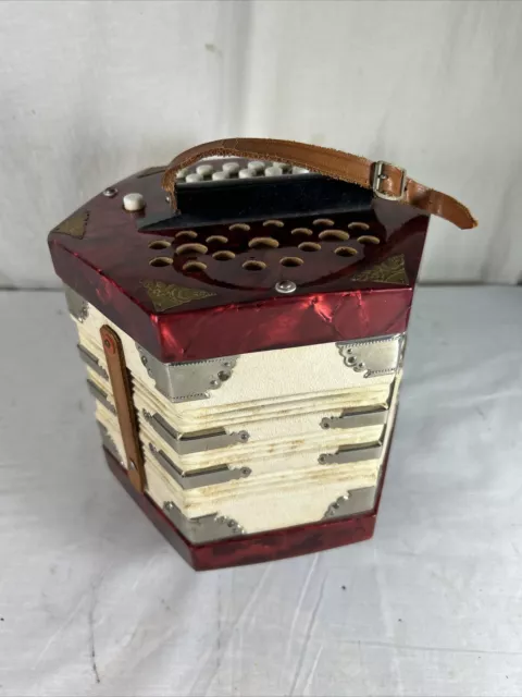 Vintage SCHOLER Made in East Germany CONCERTINA Squeeze Box Button Accordion