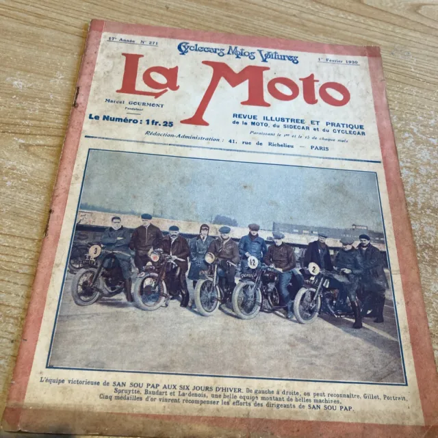 Magazine revue " La Moto " n° 271 1930 Automoto 350 , salon Milan , sport clubs