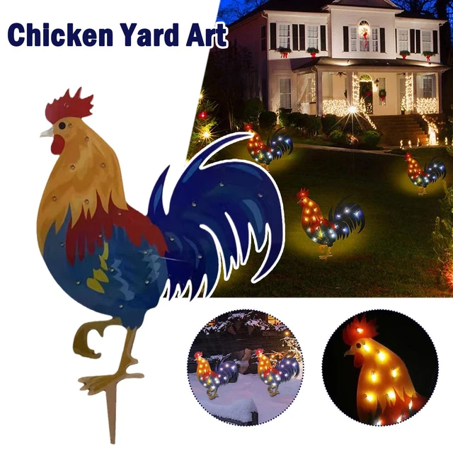 Hahn Garten Pfahl Lichter Hühnerhof Kunst für Weg Rasen Terrassendekor Zum Selbermachen
