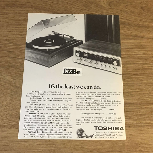 Ampli Tuner Vintage Toshiba SA-300L - Récepteur AM/FM Stereo (occasion)