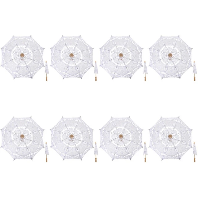 8x Mariée Parasol Costume Parasol Parasols de mariage Dentelle Parasol