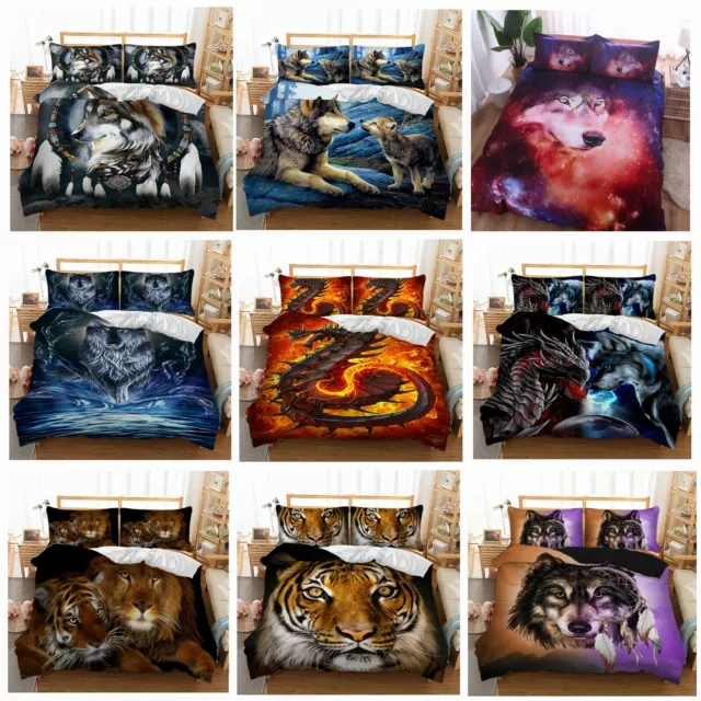 Wolf Tiger Soft Duvet Doona Quilt Cover Set Single Queen King Size Bedding New