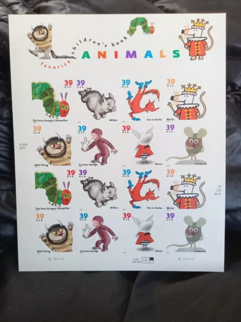 2005 USPS Stamp Sheets Favorite Childrens Books Animals MMH B9