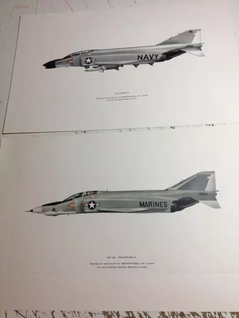 ; 1966 US Navy Marines F4 Phantom II McDonnell Company Original Company 2 Prints