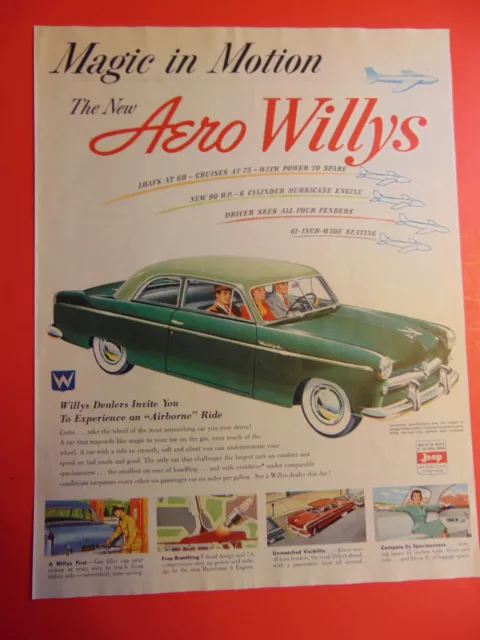 1952 Aero Willys Automobile photo art print ad