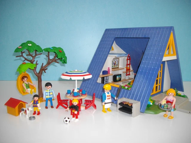 Playmobil 1.2.3 9527 – Chalet Maison De Vacances Avec Famille Et Accessoires (Neuf)