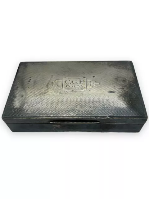 Mappin & Webb Birmingham Sterling Silver 1938 Passant Lion Cigarette Box Vintage