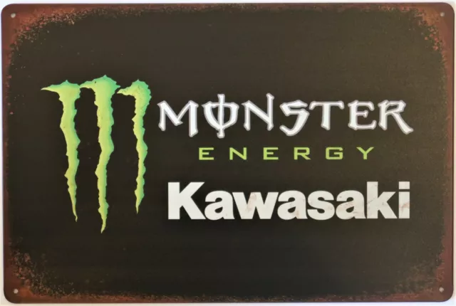 Kawasaki Monster Motorcycle Metal Garage Sign Wall Plaque Vintage mancave A4