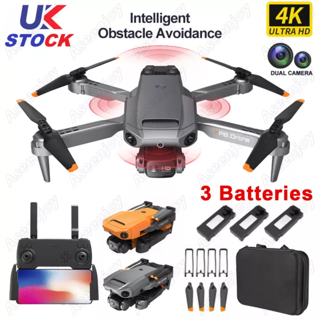 3 Batteries Drone 4K HD Dual Camera WIFI FPV Selfie Foldable RC Quadcopter Drone