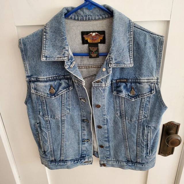 HARLEY DAVIDSON JEAN VEST JACKET SIZE M Medium Button Closure Womens
