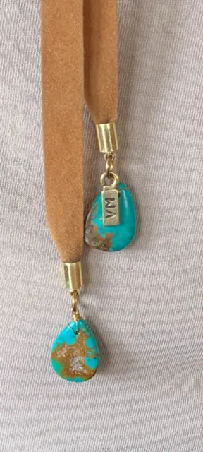 Necklace Vanessa Mooney Bolo Wrap Faux Suede Turquoise Dangling Charms