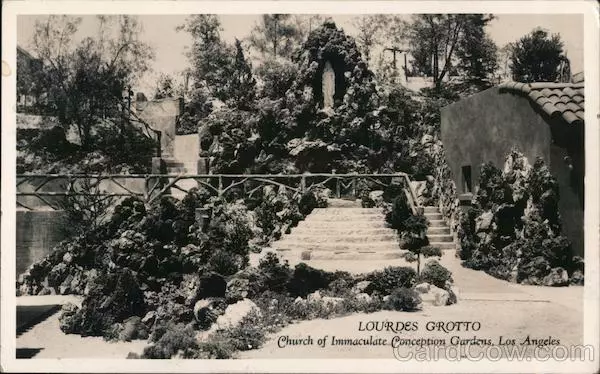 RPPC LOS ANGELES,CA Lourdes Grotto,Church of Immaculate Conception ...