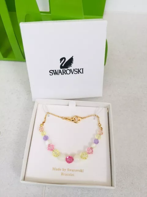 Swarovski Crystals & Cat Eye Gold Tone Chain bracelet NIB * Free Shipping*