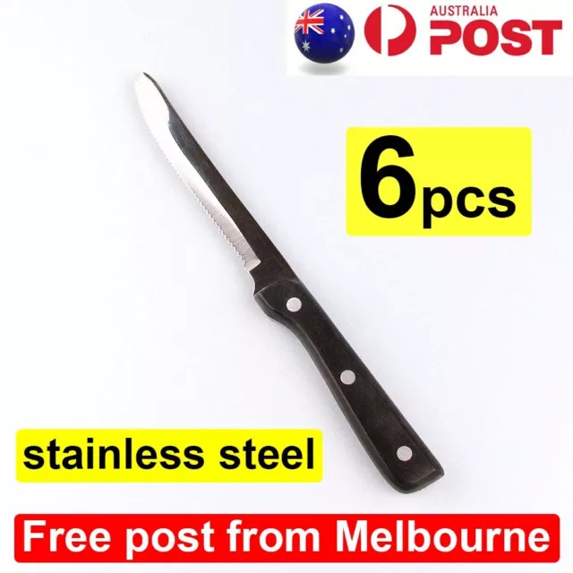 6pcs Stainless Steel Steak Knife Set Serrated Blade Knives Cutlery AU