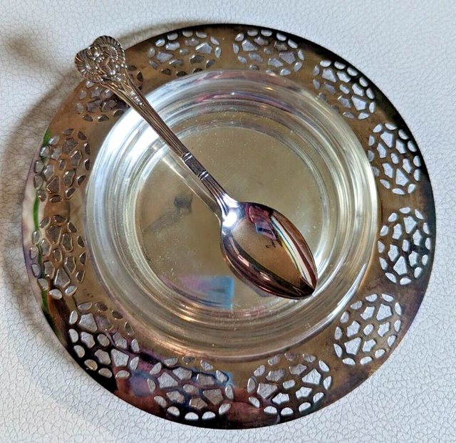 Vintage Oneida Silver Plated Jelly Dish with Spoon