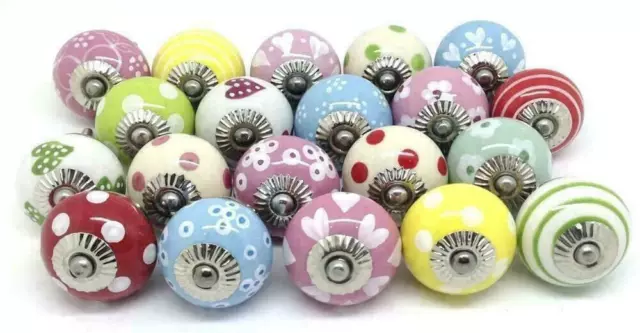 5 10 Ceramic Door cupboard Knobs Lot Handle Drawer wardrobe porcelain brass pull 2