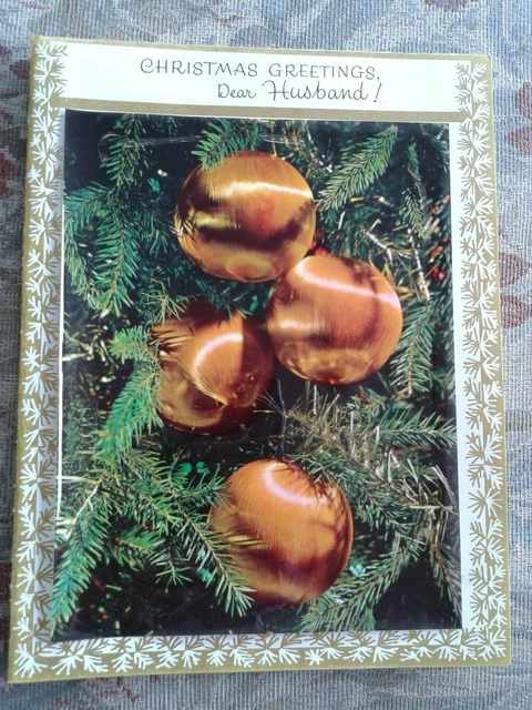 Vintage Christmas Greetings Card HUSBAND, used and no envelope  8 1/2" x 6 1/2"