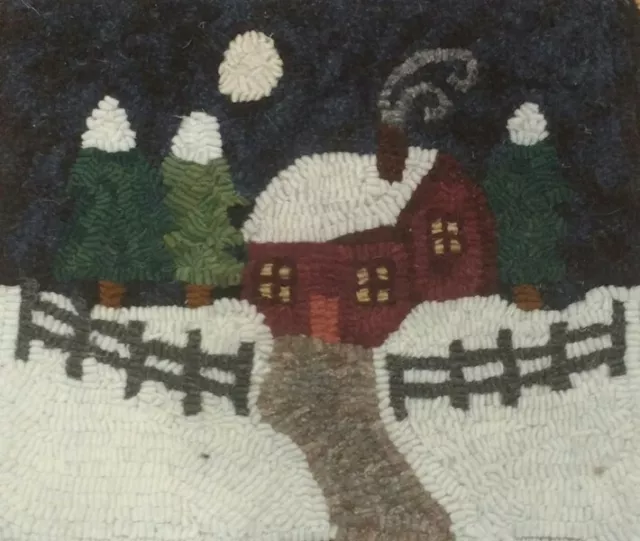 Kit de enganche de alfombra primitiva enganchado invierno país de las maravillas regalo de Navidad lino lana
