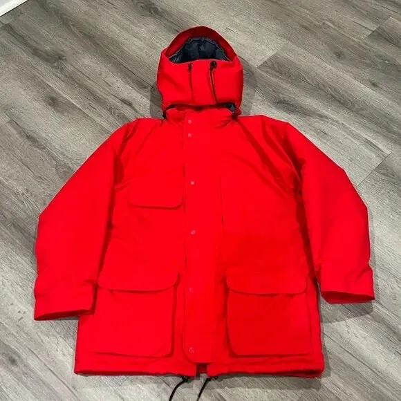 Men’s Medium Red Eddie Bauer Goose Down Made in Canada Artic Winter Parka Jacket