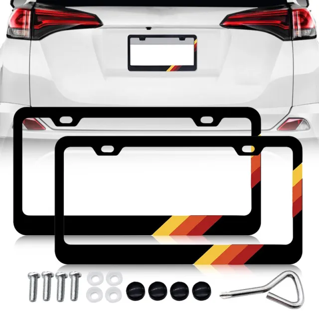 2pcs Tri Color Metal License Plate Frame Cover Fit For Toyota Tacoma Tundra RAV4