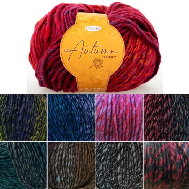 King Cole Autumn Chunky Yarn Knitting Crochet 80% Acrylic 20% Wool 100g