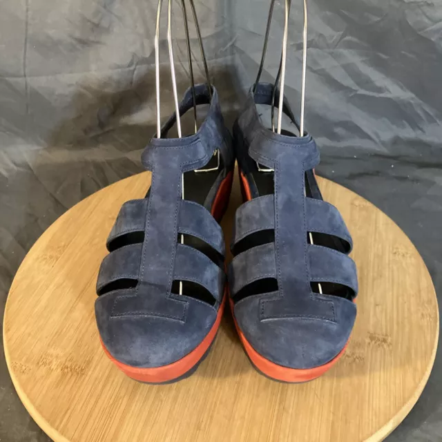 Camper Laika Lara Marino Sandal Womens 9/40 Blue&Red Platform Comfort Shoes 3