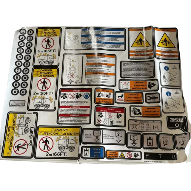 Wacker Neuson Safety Operation Label Sheet 5200022195