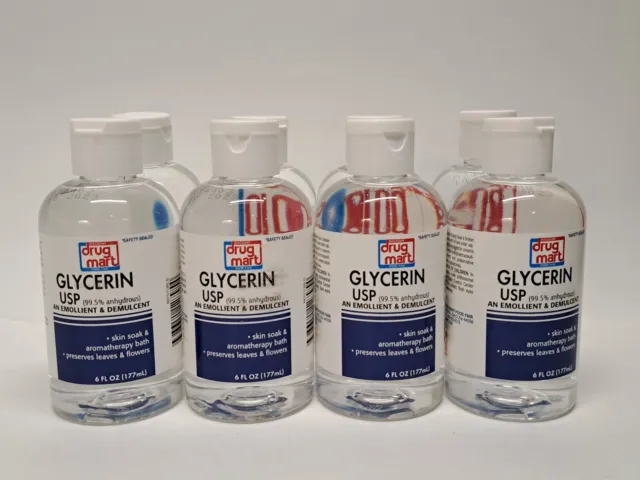 Emoliente y demulcente de glicerina USP 6 OZ 8 botellas grado médico total NUEVO