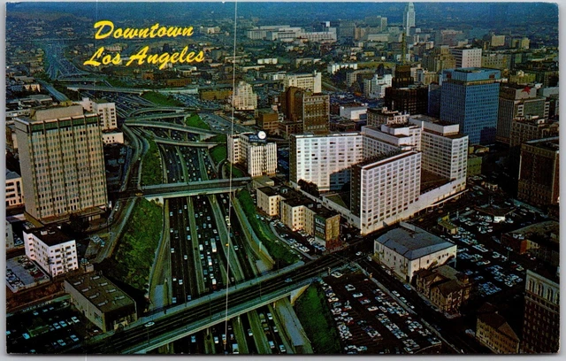 Postcard - Aerial View of Downtown Los Angeles - Harbor Freeway A27