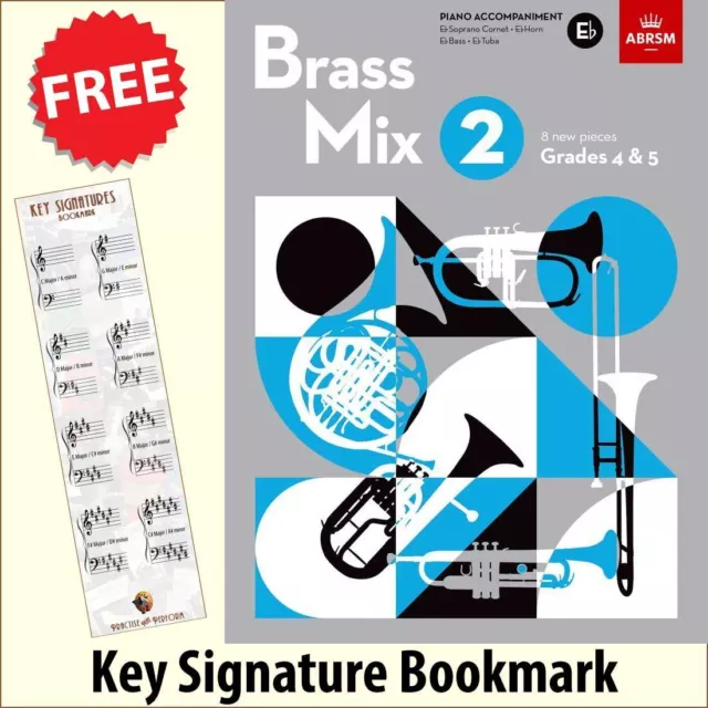 Brass Mix 2 Eb Piano Accompaniment Music Book + FREE Key Signature Bookmark