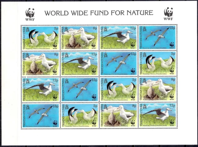 Tristan da Cunha 1999 WWF Albatross Birds Nature Wildlife Conservation shhet MNH