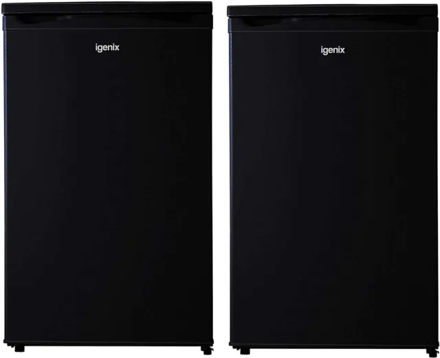 Freestanding Under Counter Larder Fridge & Freezer Set, Black, Igenix IGFRB