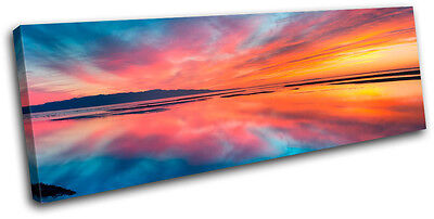 Beautiful Sunset Seascape SINGLE CANVAS WALL ART Picture Print VA