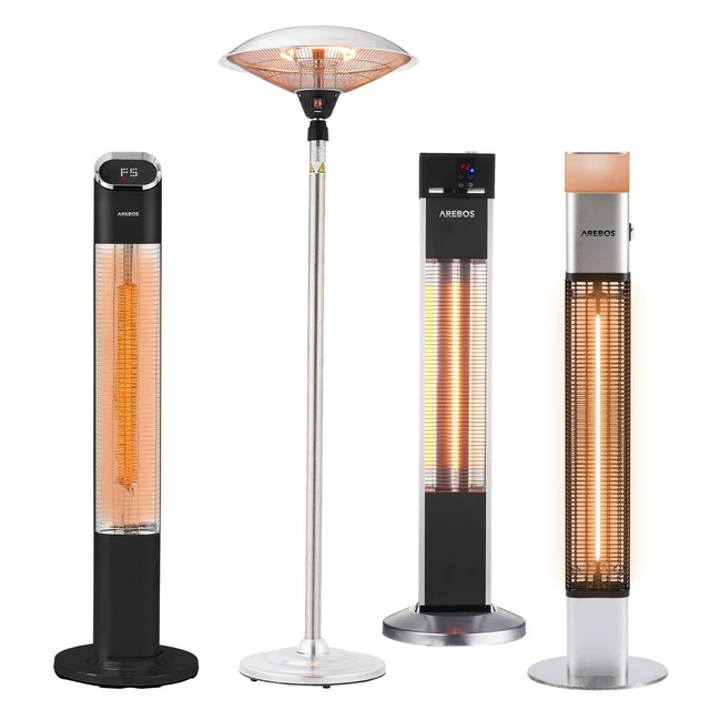 AREBOS Terrassenheizstahler Stand Heizstrahler Infrarotheizer | LowGlare