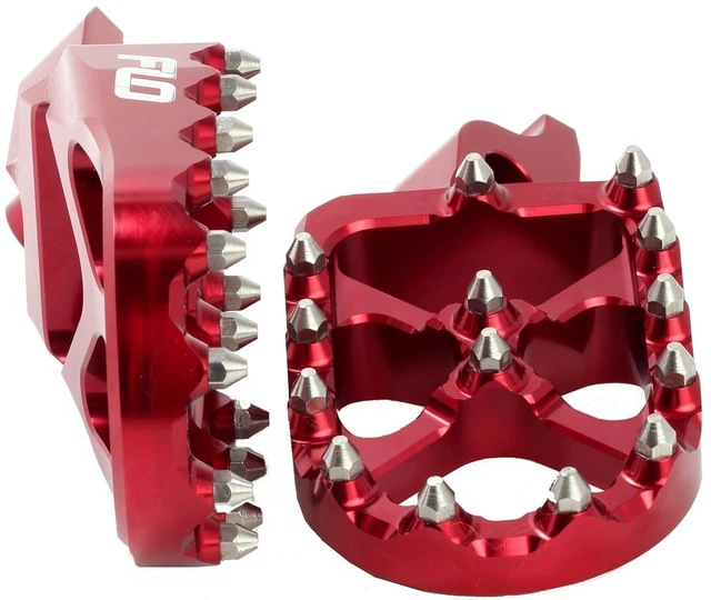 Flo Pro Series Footpegs Driver Foot Pegs Pair Red Honda CR250R 2004-2008